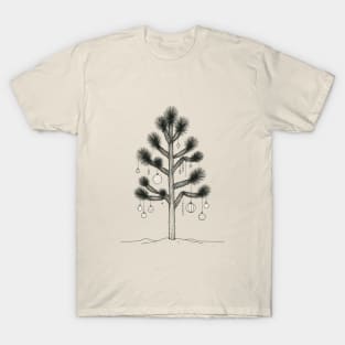 Desert Holiday Charm - Minimalist Joshua Tree Line Art T-Shirt